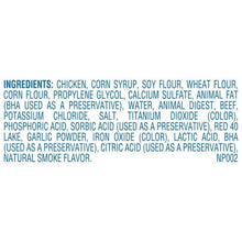 Ingredients panel for beef flavor dog treats, list of components