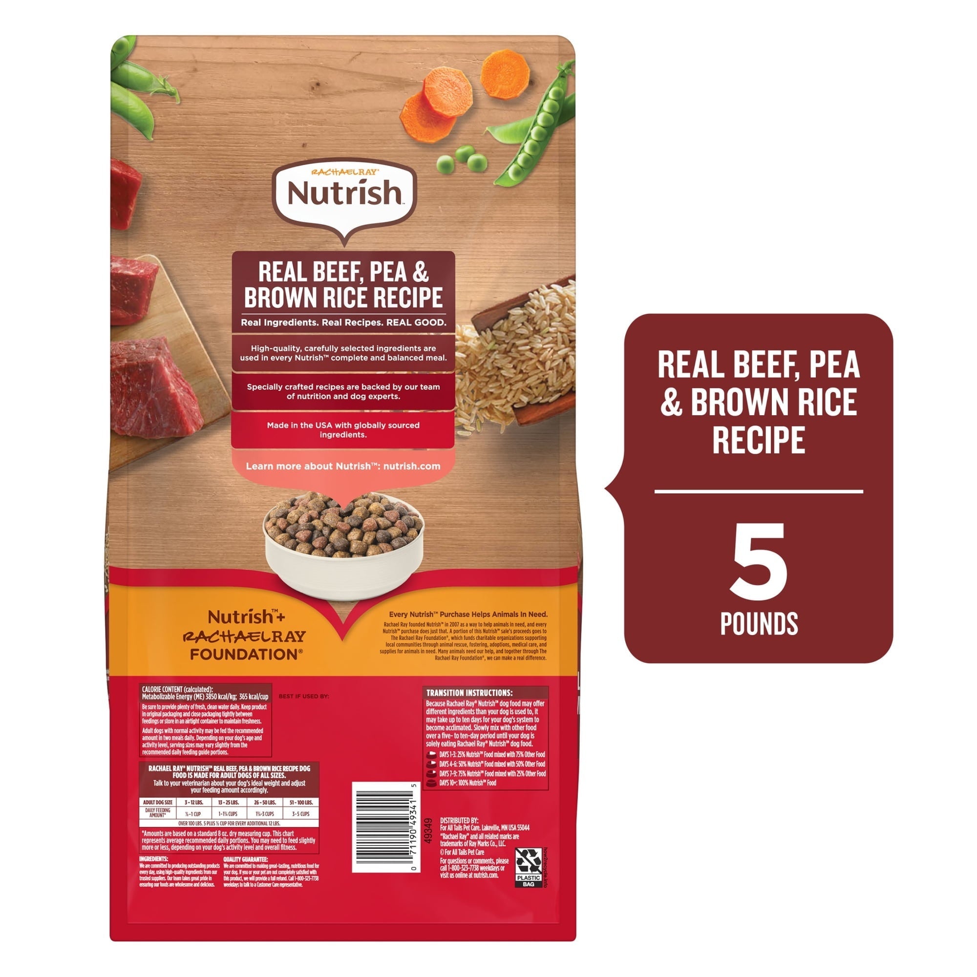 Rachael Ray Nutrish Adult Dry Dog Food Real Beef, Pea & Brown Rice Recipe