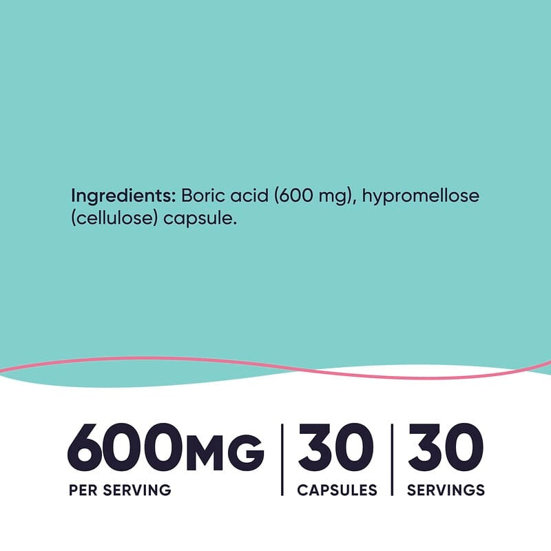 Nutricost, Women, Boric Acid, Vaginal Suppository, 600 mg , 60 Capsules