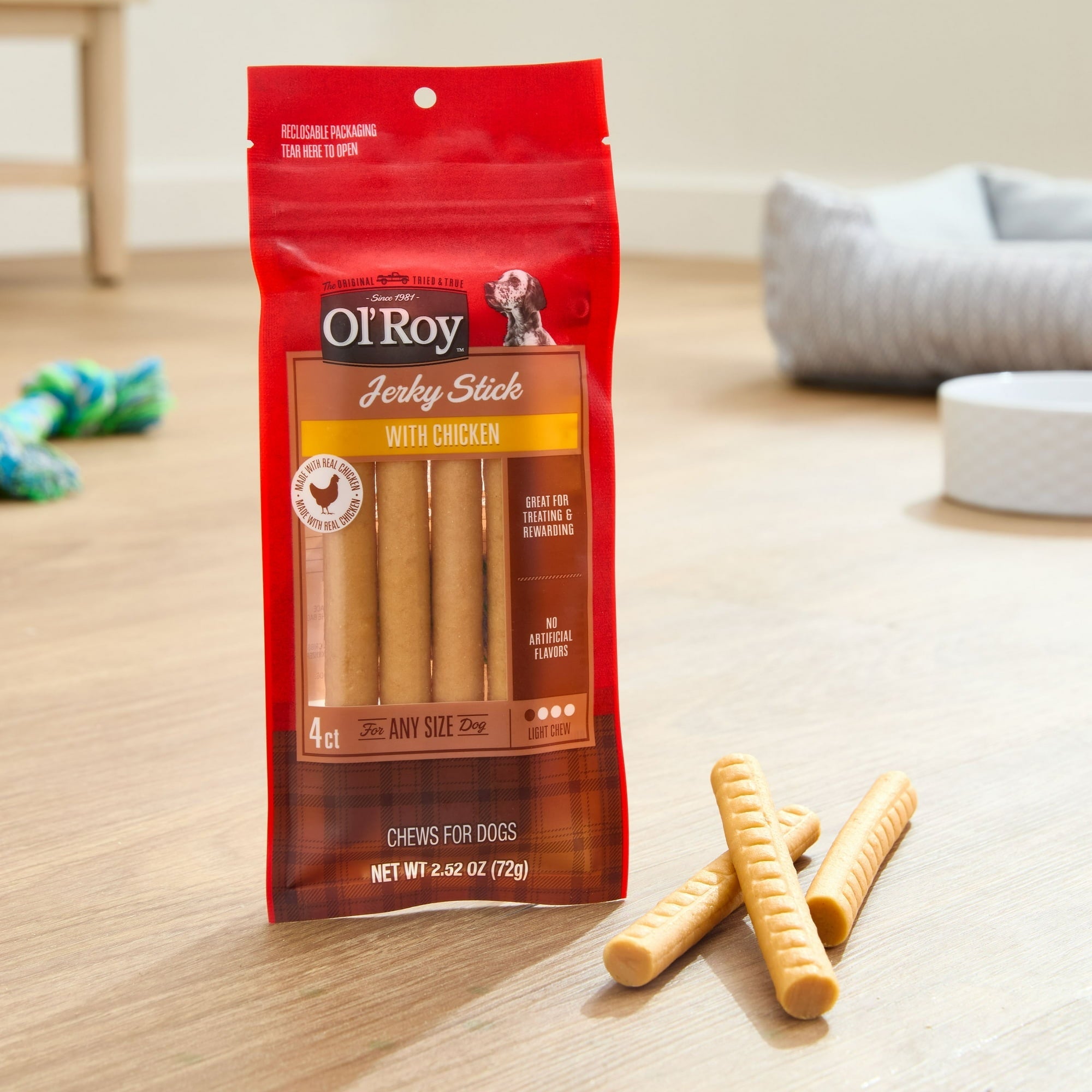 (12 pack) Ol' Roy Jerky Stick with Chicken, 2.52 oz, 4 Count