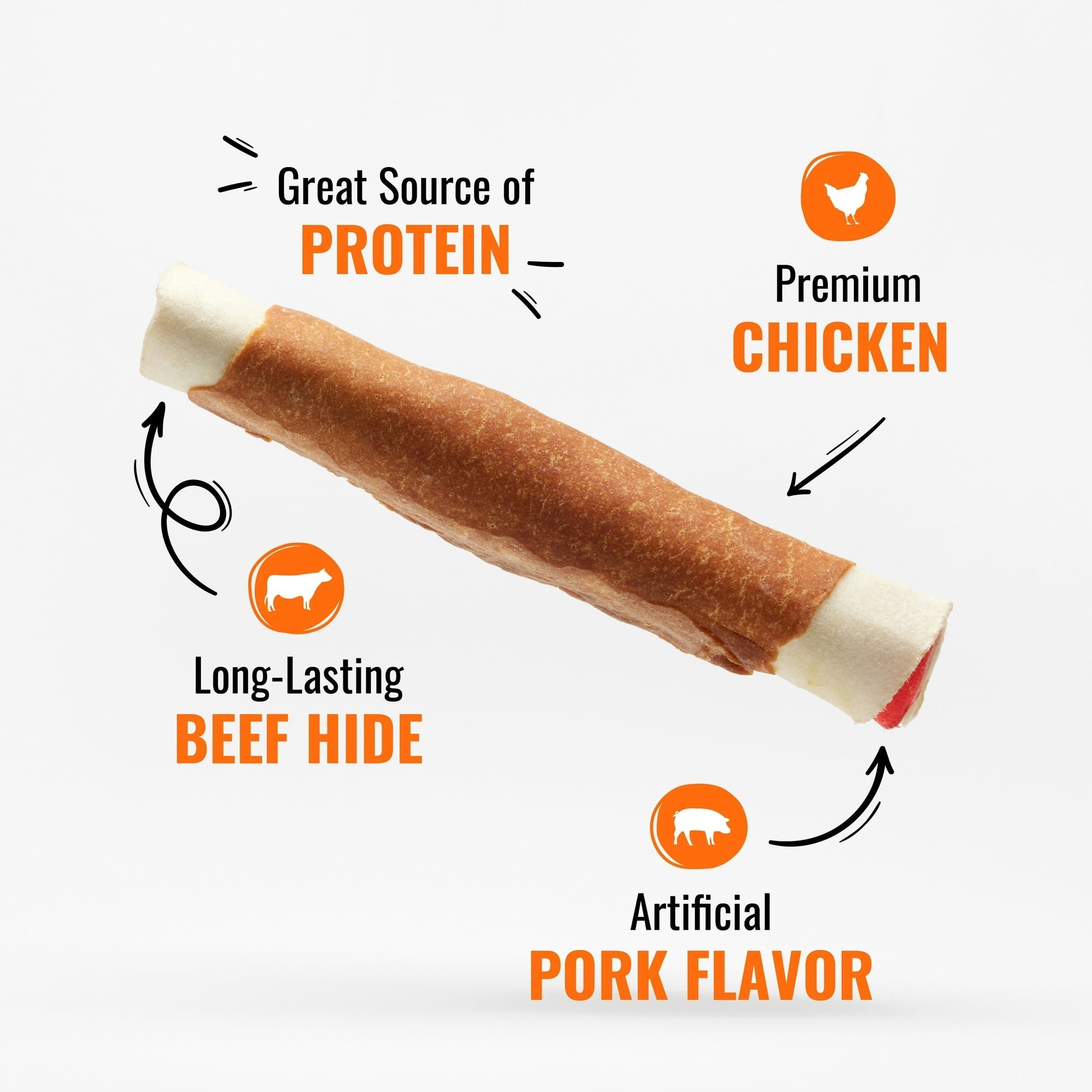 Good ’n’ Fun Triple Flavor Chews, 7 Inch Rolls, Rawhide for Dogs, 6 Count