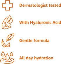 Infographic for moisturizing water gel: dermatologist tested, hyaluronic acid, gentle formula