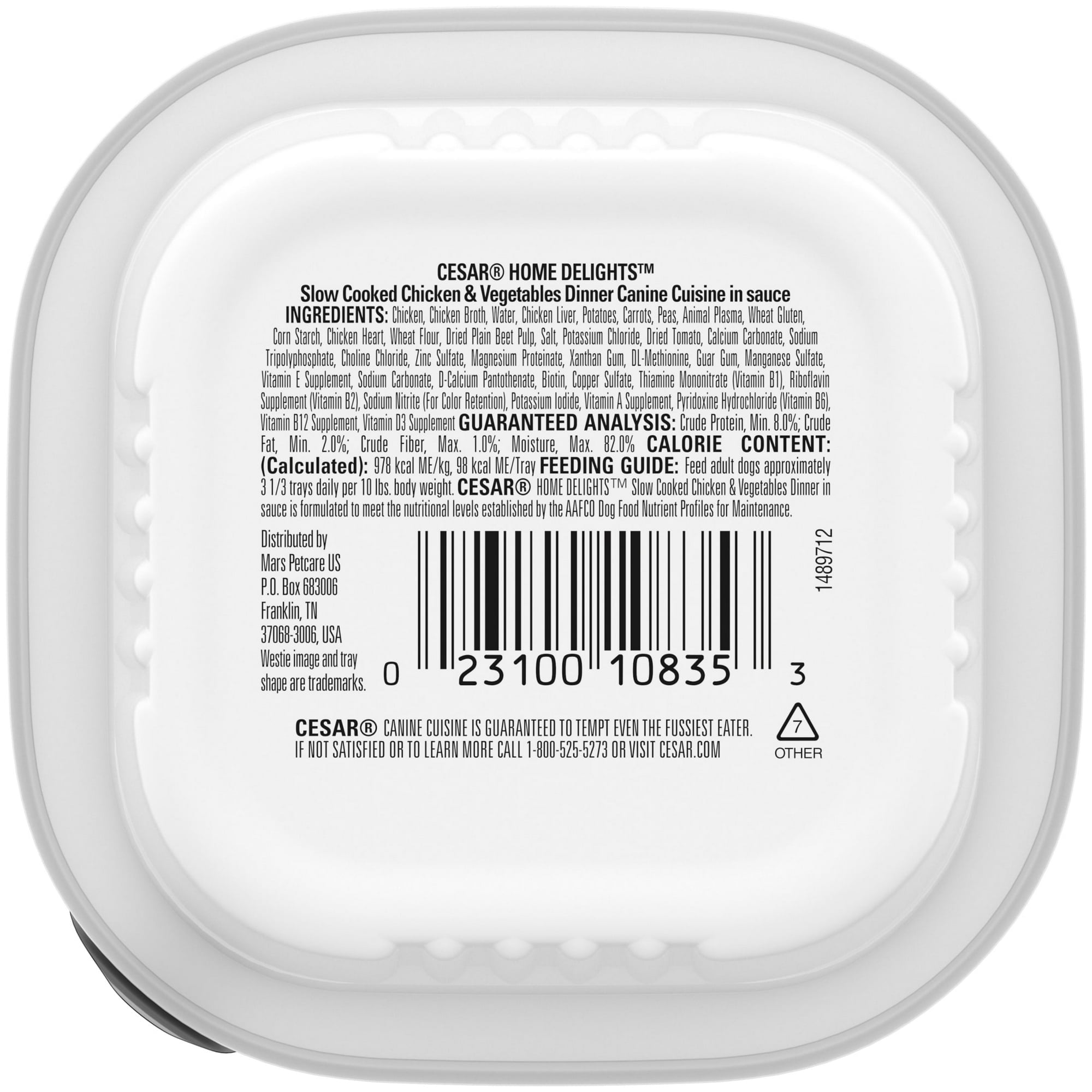 Cesar Home Delights Slow Cooked Chicken And Vegetables Wet Dog Food, 3.5 Oz Tray