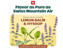 Ricola Swiss alpine herb cough drops panel with lemon balm and hyssop herbs