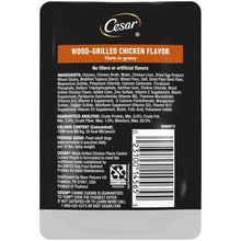 Wet dog food pouch back panel with ingredients and feeding guide