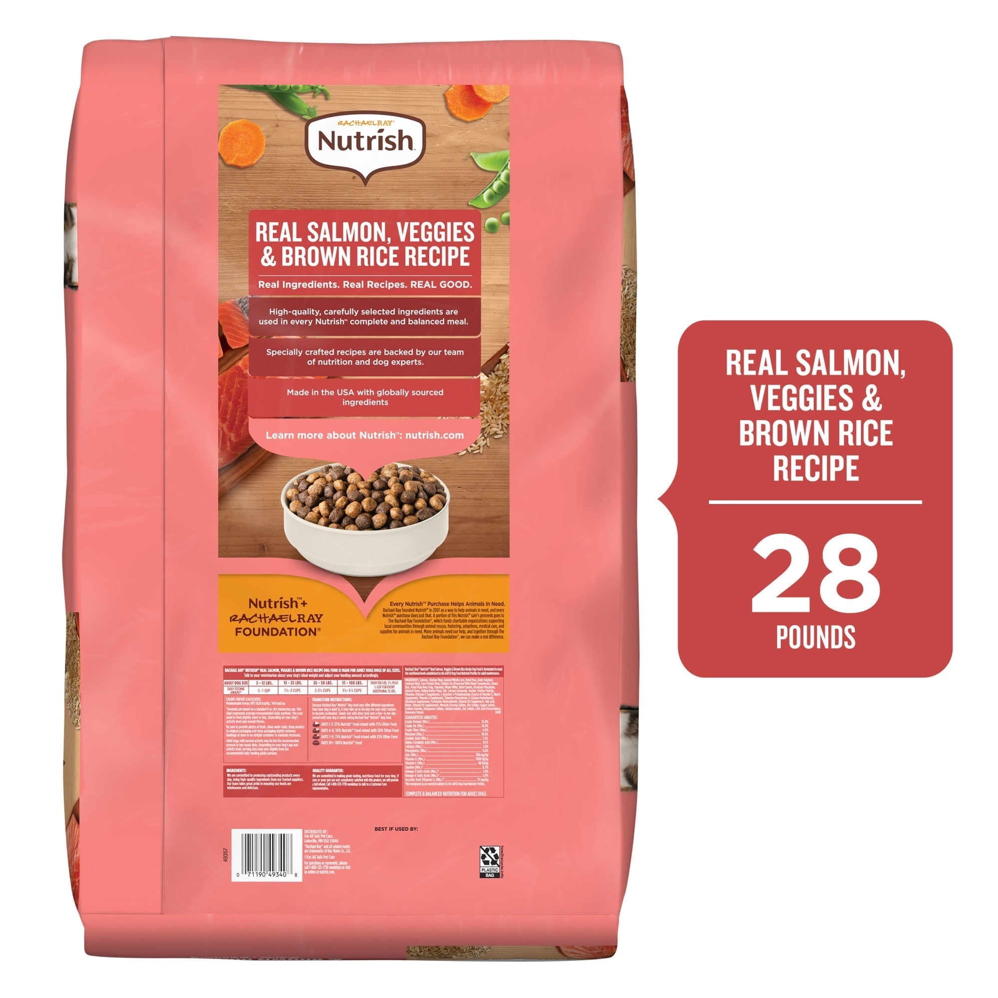Rachael Ray Nutrish Dry Dog Food Real Salmon, Veggies & Brown Rice Recipe