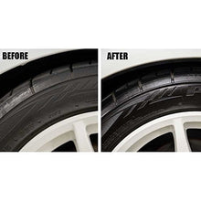Treated tire tread with vinyl rubber plastic protectant for deep shine