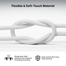 White Lightning cable with soft, flexible protective strain relief