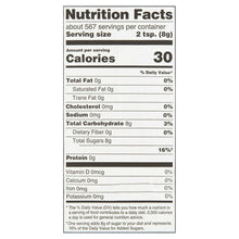 Nutrition Facts label for granulated sugar, 30 calories per serving