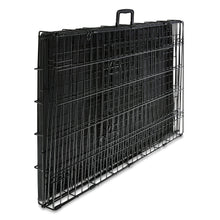 Black wire dog crate panel, folded compact for storage