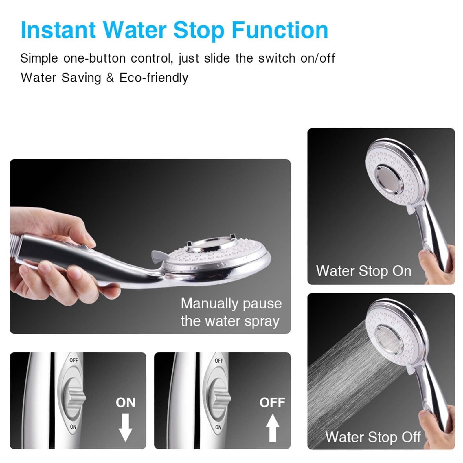 DnxnIaIfy Shower Head, High Pressure Rain ShowerHead, Handheld ShowerHeads Combo with 60" Hose for bathroom