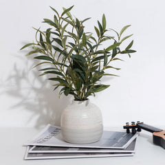 Better Homes & Gardens 14" Indoor Artificial Olive Plant in Two-Tone Ceramic Vase