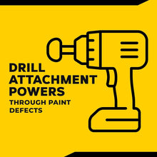 Drill attachment graphic icon for powering through paint defects