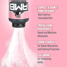 Anti Monkey Butt body powder tube with label details and light powder cloud