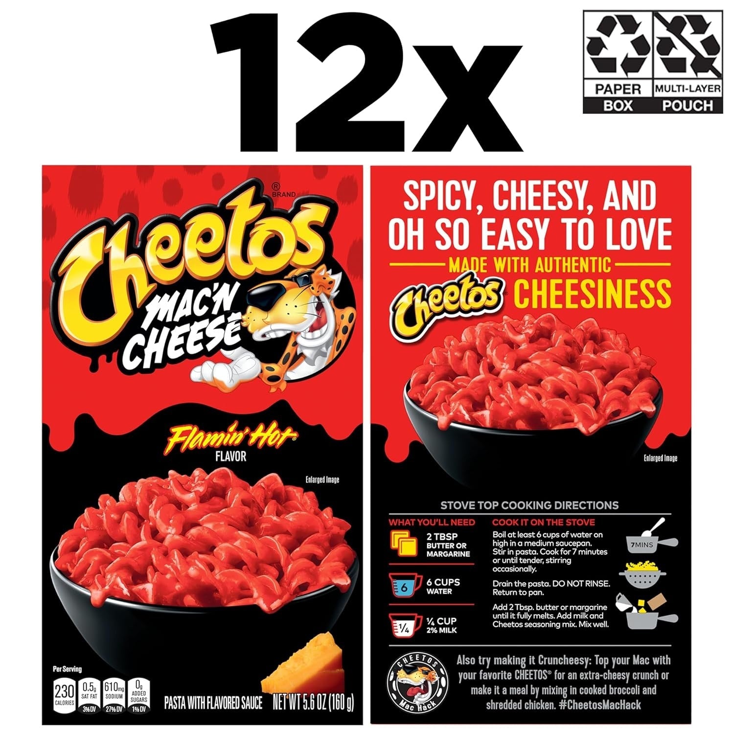 Cheetos Mac & Cheese Bold & Cheesy 5.9oz Boxes (Pack of 12)