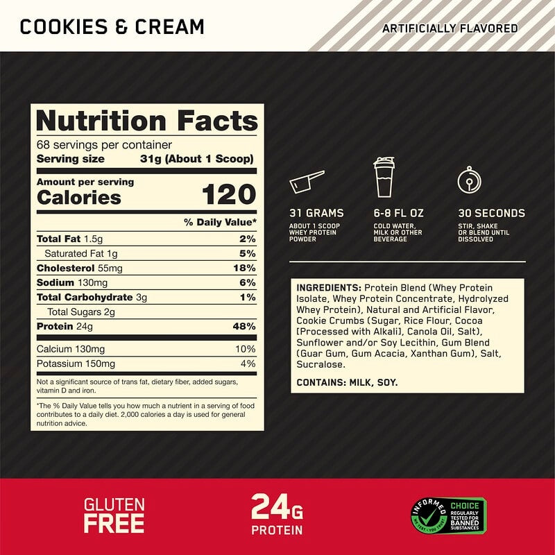 Optimum Nutrition, Gold Standard® 100% Whey Protein, Double Rich Chocolate, 1.98 lb (899 g)