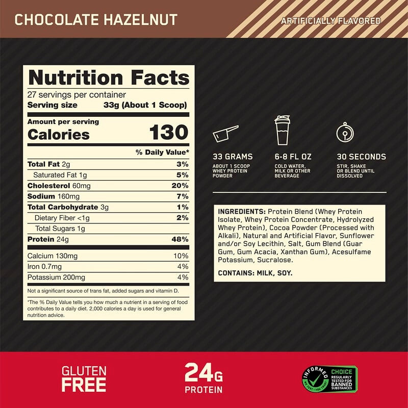Optimum Nutrition, Gold Standard® 100% Whey Protein, Double Rich Chocolate, 1.98 lb (899 g)