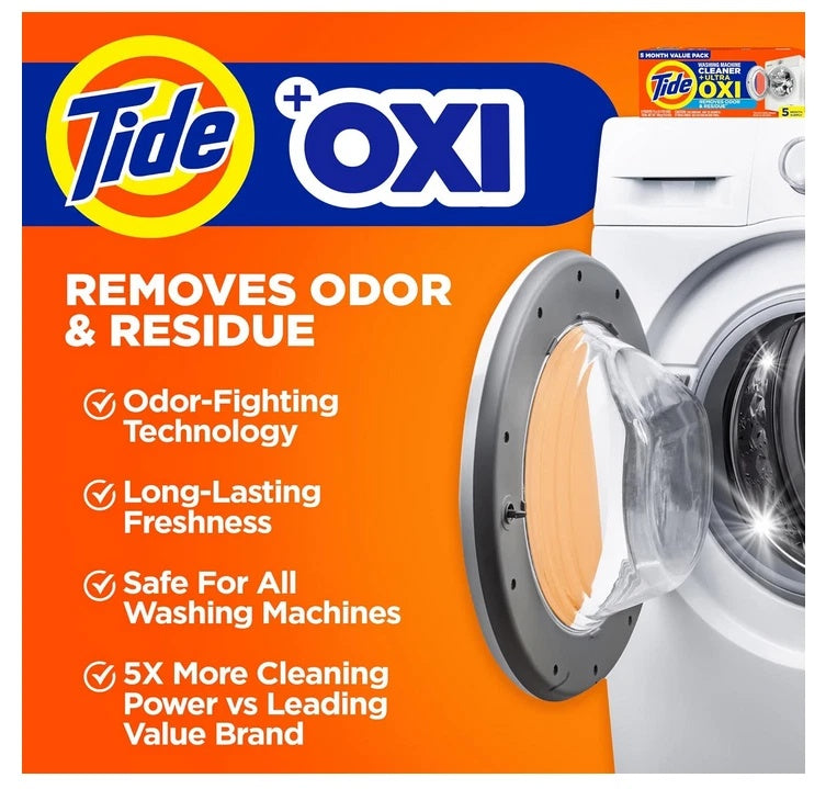 Tide Washing Machine Cleaner 52 Week Supply with Oxi for Front and Top Loader Wa