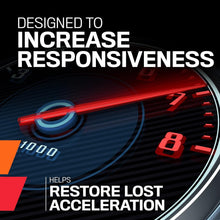 K&N fuel system cleaner promo graphic showing speedometer needle and text.