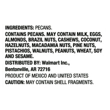 Ingredients and allergen statement on back of bag of chopped pecans