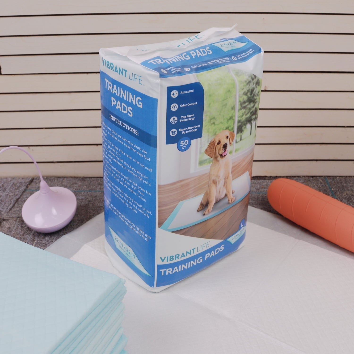 Vibrant Life Large 5-Layer Pet Training Pads, 22” x 22”, 50 Count