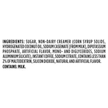 Ingredients list on instant café-style beverage mix canister, includes milk, Café Vienna