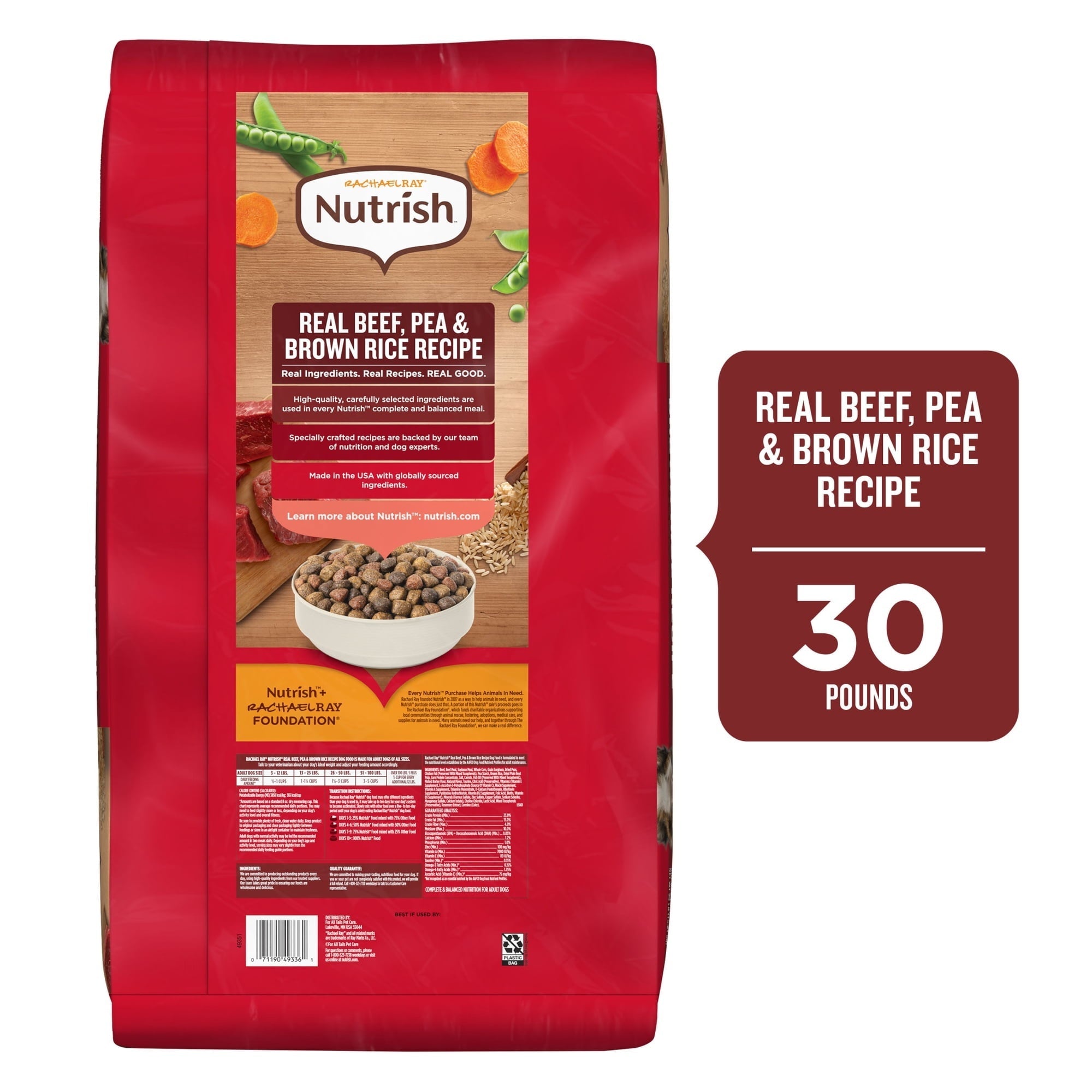 Rachael Ray Nutrish Adult Dry Dog Food Real Beef, Pea & Brown Rice Recipe