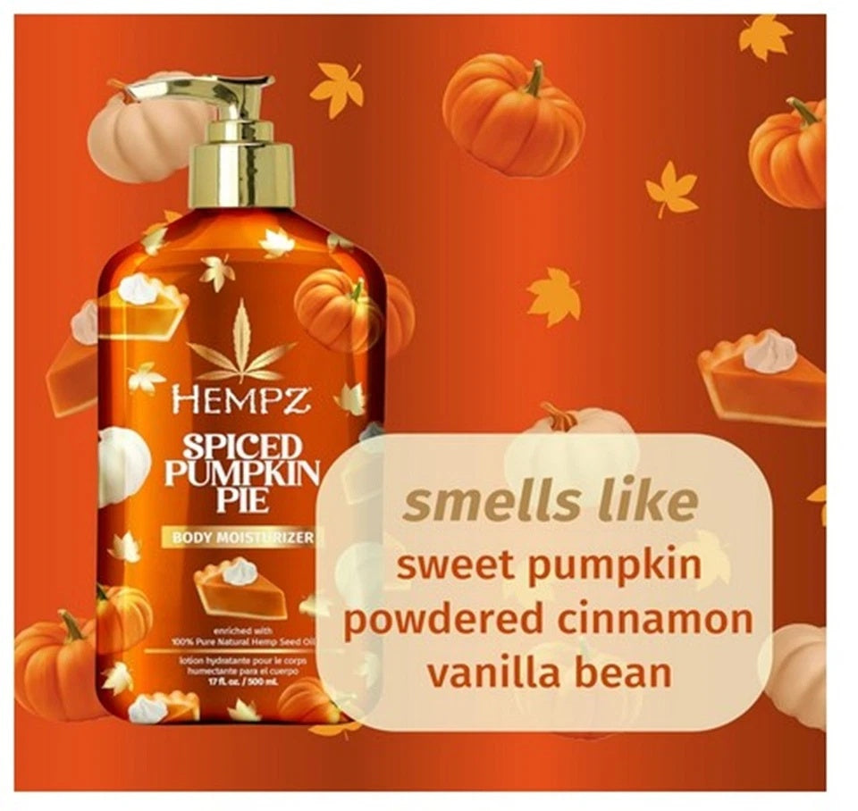 Hempz Spiced Pumpkin Pie Body Moisturizer, Body Lotion, Fall Skin Care 17 fl.oz