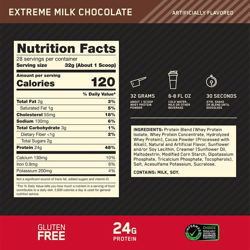 Optimum Nutrition, Gold Standard® 100% Whey Protein, Double Rich Chocolate, 1.98 lb (899 g)