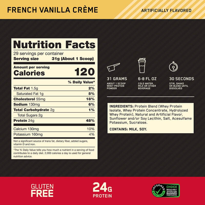 Optimum Nutrition, Gold Standard® 100% Whey Protein, Double Rich Chocolate, 1.98 lb (899 g)