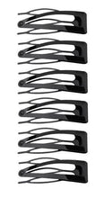 Black double-grip hair clips, 6-count set with comb teeth