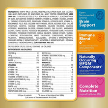 Infant Premium infant formula ingredients and nutrients panel, back label