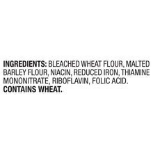 Ingredients list: bleached wheat flour, malted barley flour; contains wheat