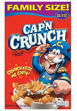 Cap'n Crunch cereal box front, Family Size 22.1oz, Crunchatize Me Cap'n graphics