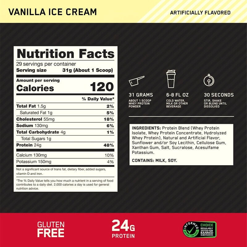 Optimum Nutrition, Gold Standard® 100% Whey Protein, Double Rich Chocolate, 1.98 lb (899 g)
