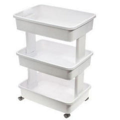 Mainstays 3-Tier Plastic Rolling Laundry Cart, Arctic White