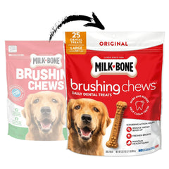 (2 pack) Milk Bone Brushing Chews Original Chicken Flavor Daily Dental Dog Treats, Large, 33.7 oz Bag