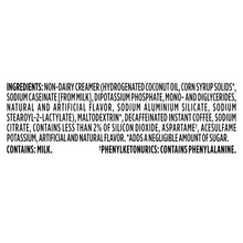 Ingredients text label for instant café-style beverage mix, including milk