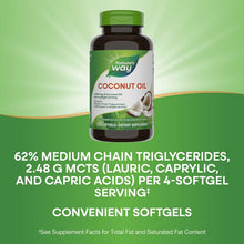 Coconut oil softgels bottle with front label and green cap
