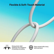White Lightning charging cable with flexible soft-touch strain relief