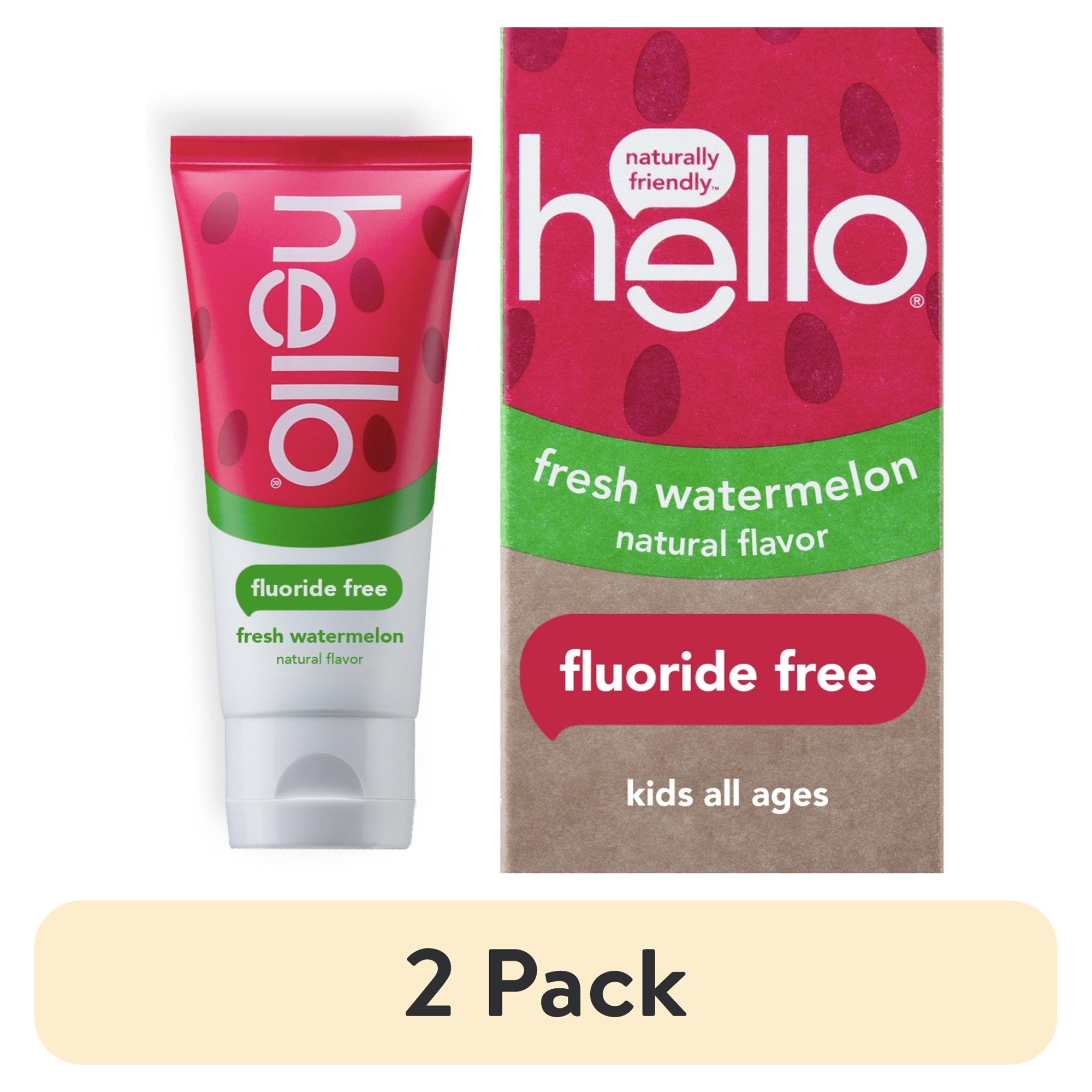 Hello Fresh Watermelon Fluoride Free Toothpaste, 4.2 Oz Tube