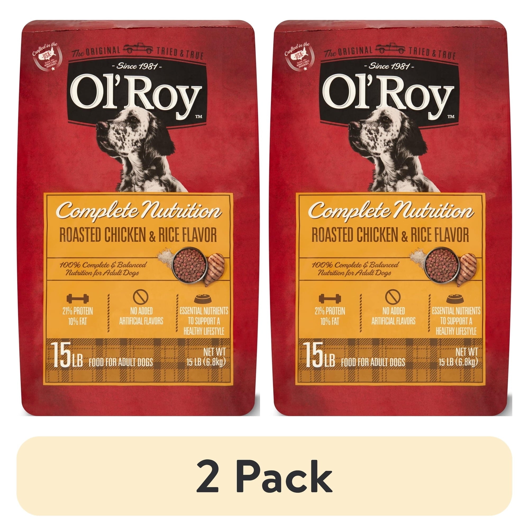 Ol' Roy Complete Nutrition roasted chicken & rice dry dog food bags, 15 lb x2 pack