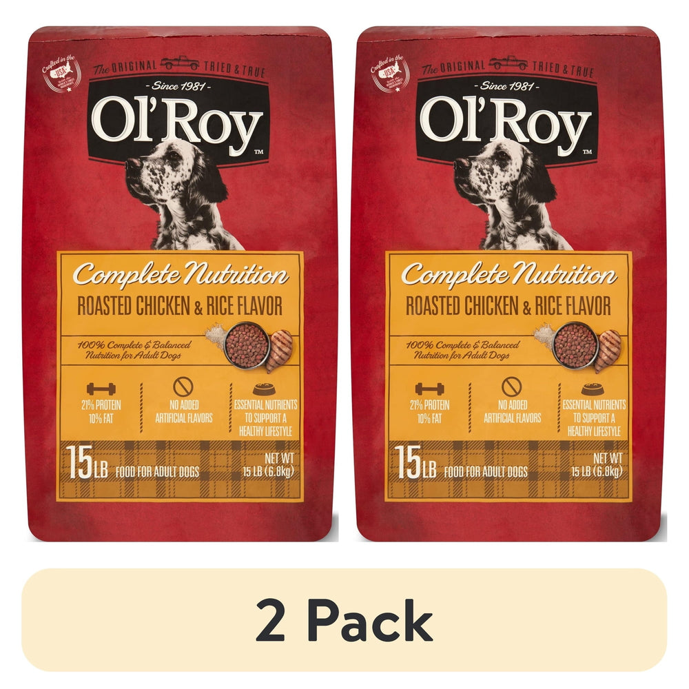 Ol' Roy Complete Nutrition roasted chicken & rice dry dog food bags, 15 lb x2 pack