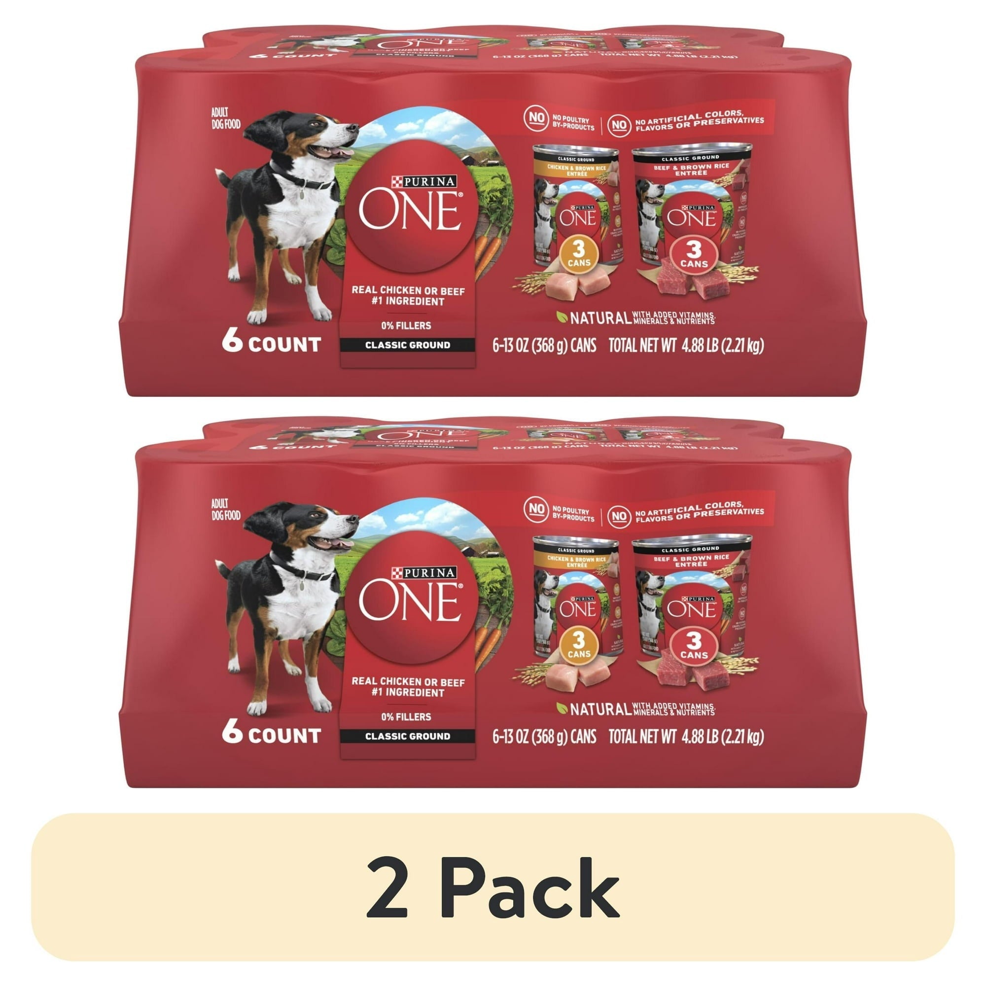 Purina ONE Natural Wet Dog Food, High Protein Soft Variety Pack, 13 oz Cans ()