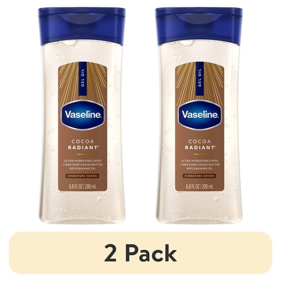 (3 pack) Vaseline Intensive Care Cocoa Radiant Body Gel Oil for Glowing Skin Made with 100% Pure Cocoa Butter + Replenishing Oils, 6.8 fl oz