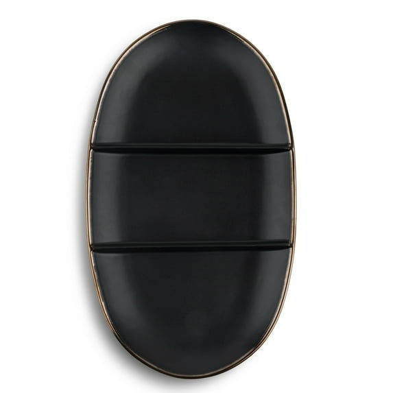 Thyme & Table Stoneware Divided Serving Platter, Onyx Collection