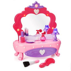 Kid Connection Light-Up Plastic Vanity Set with Storage Drawer, 7 Pieces, Baby and Toddler Toy