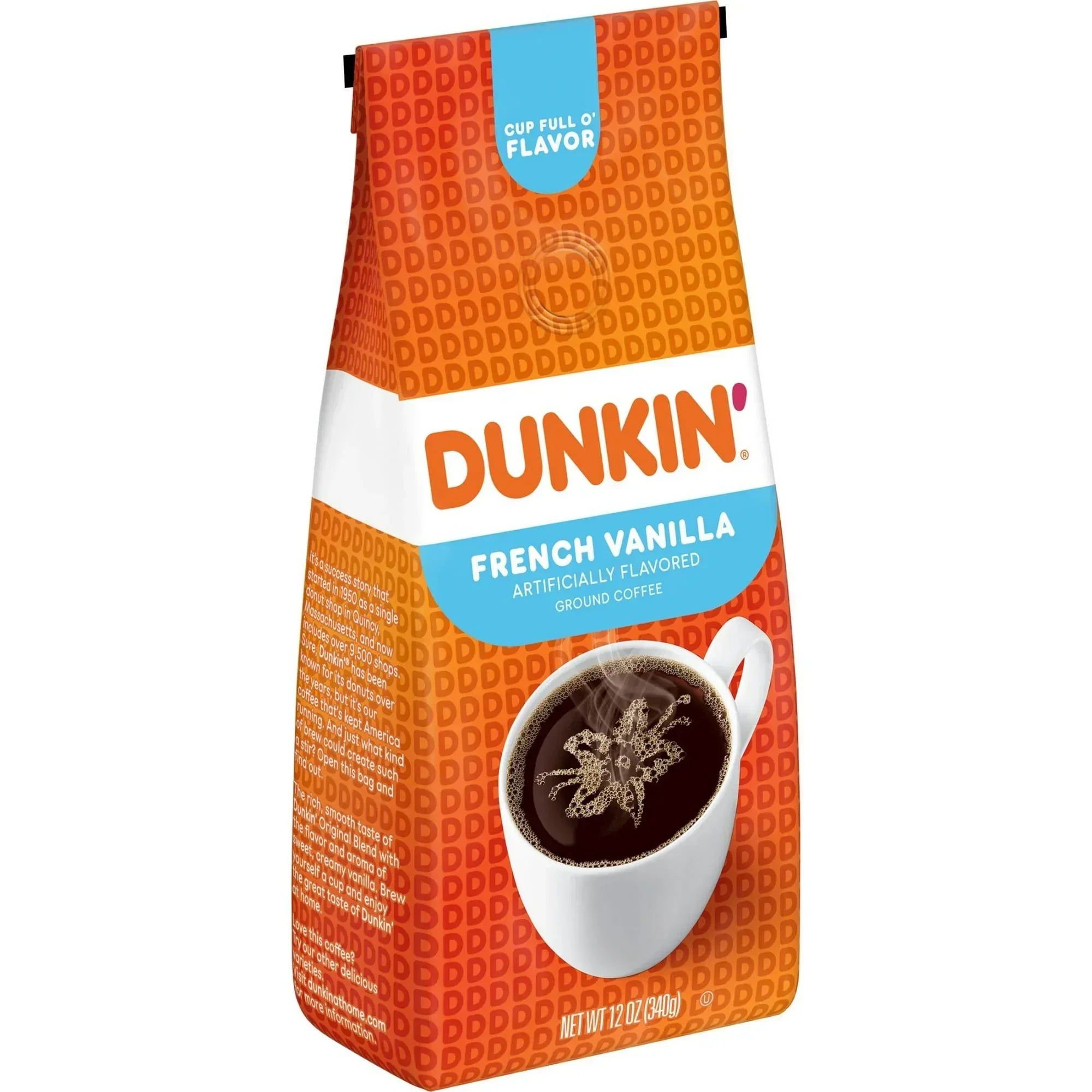 Dunkin’ French Vanilla Artificially Flavored Coffee, Ground Coffee, 12 oz Bag