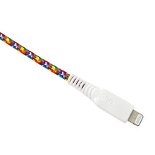 onn braided Lightning to USB cable, rainbow braid with white Lightning connector