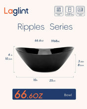 Black ribbed oval bowl shown in 10 inch size product graphic